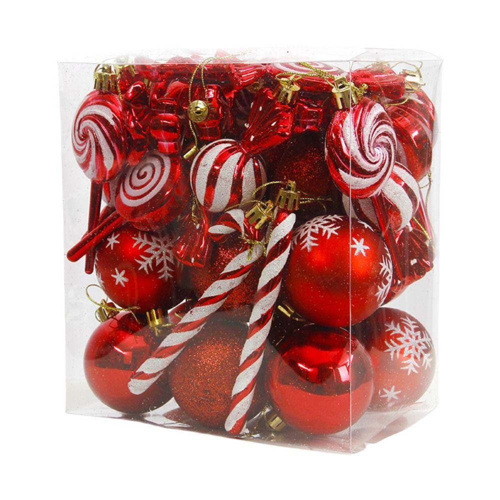36PCS Electroplated Candy Cane Ornaments Shatterproof Lollipop Hanging Balls  Party Favors