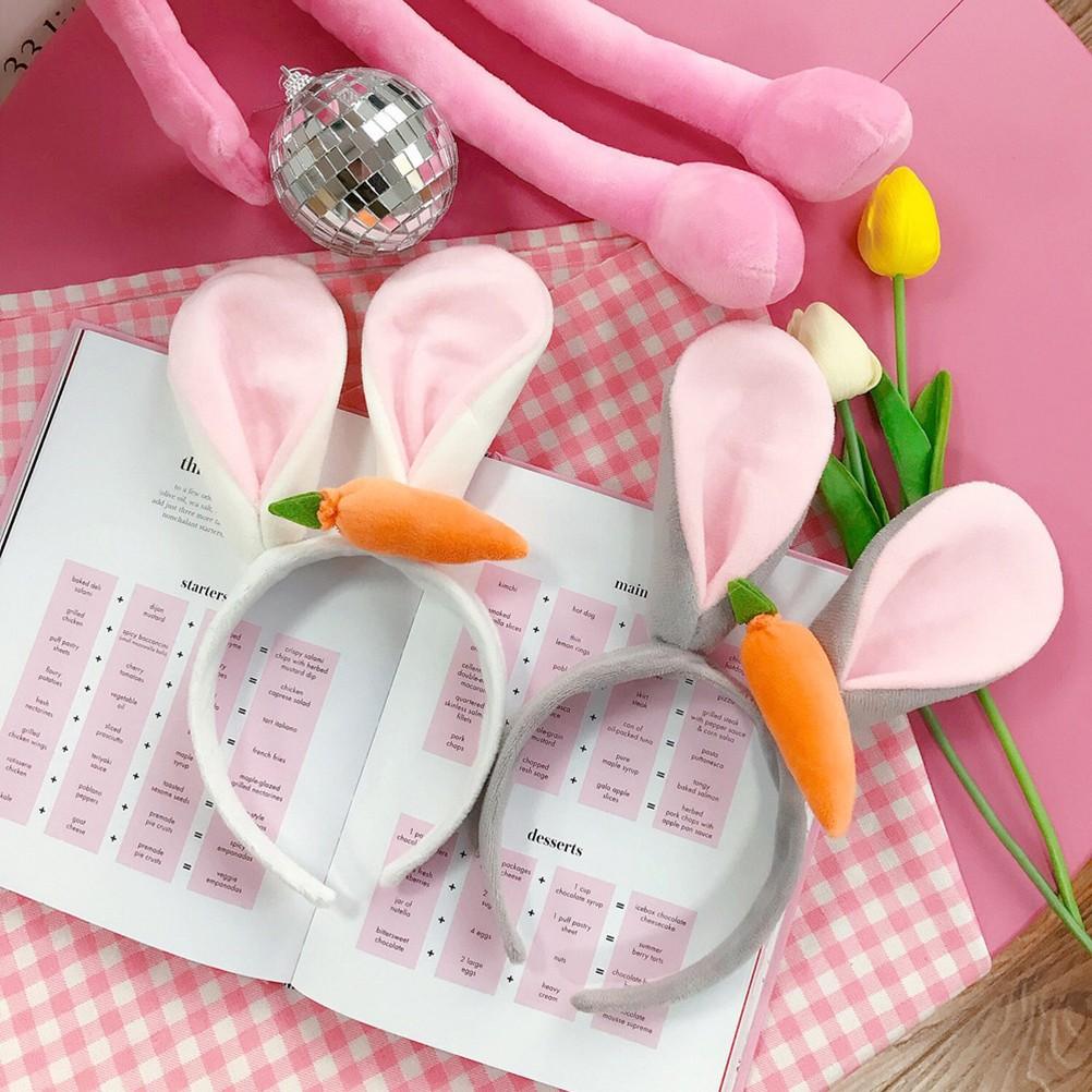2 Pièces Mignonnes Pâques Peluche Oreilles de Lapin Fluffy Bandeaux Cheveux Fête Accessoire Fantaisie Serre-tête Lapin Décoration de Fête Cadeau