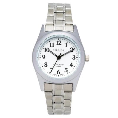 Clefer Serdica Analoguhr, Weißes Zifferblatt, Metallarmband, SD-AL326-WTS, Damen, Silber