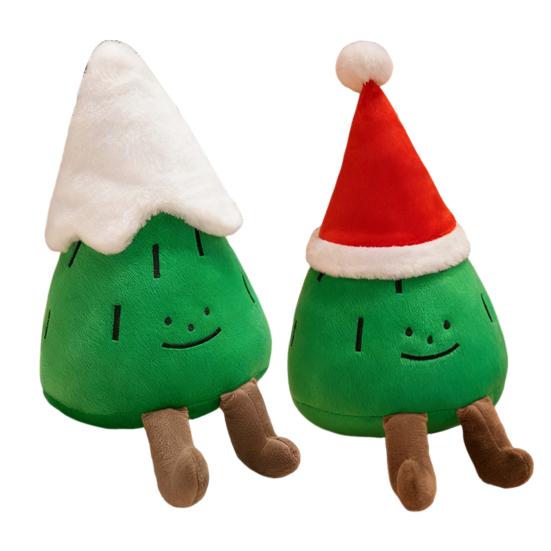 Plush Christmas Tree Doll Soft Stuffed Toy Pillow Bookshelf Xmas Decor Holiday Party Display Prop Kids Gift