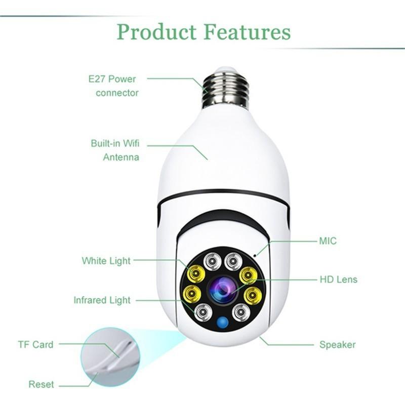 E27 Bulb Camera Wireless IP Camera Outdoor Street WIFI PTZ Speed Dome Camera 1080P HD AI Auto Tracking CCTV Surveillance