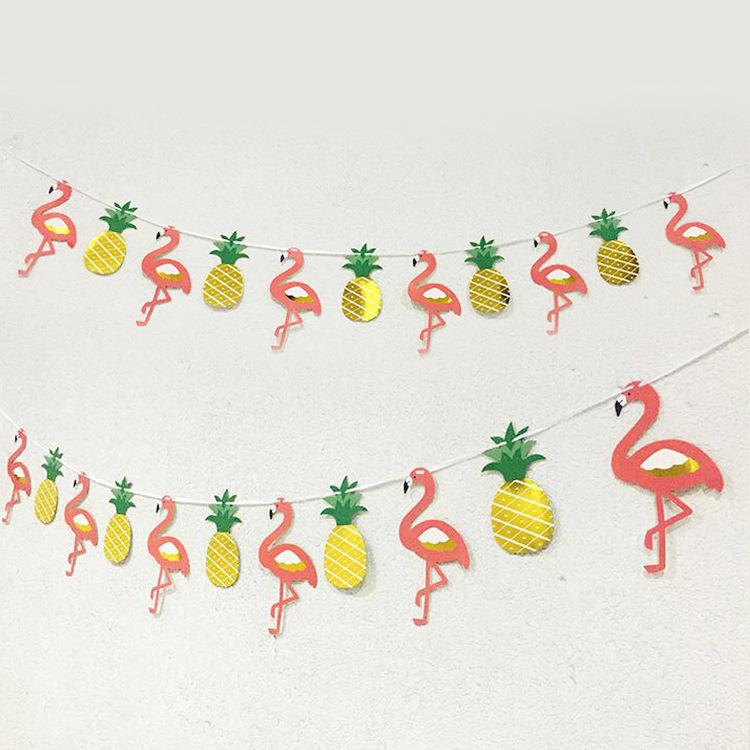 Birthday Party Decoration Pineapple Flamingo Flag Summer Party Decoration Latte Summer