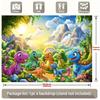 Lebendige Dinosaurierwelt Kulisse Kinder Dschungellandschaft mit Regenbogen Fotokabine Hintergrund Banner für Party Dekoration