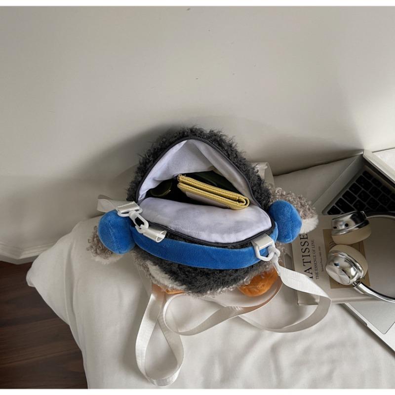 Sevimli Penguen Peluş Çapraz Askılı Çanta Kabarık Kıvırcık Saçlı Hayvan Dolması Bebek Kawaii Peluş Jk Sırt Çantası Kadınlar İçin Çanta Doğum Günü Hediyesi
