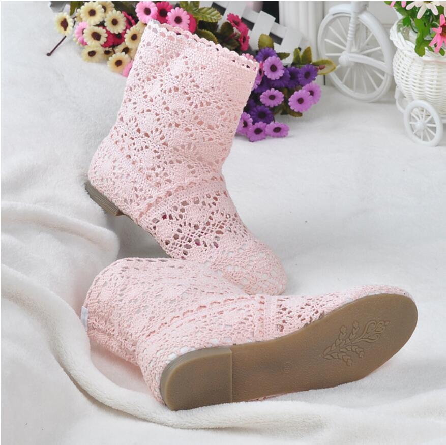 2025 Hollow Boots Shoes Breathable Knit Line Mesh Fashion High Help Summer Women's Boots High To Help Women's Shoes 11 Colors
