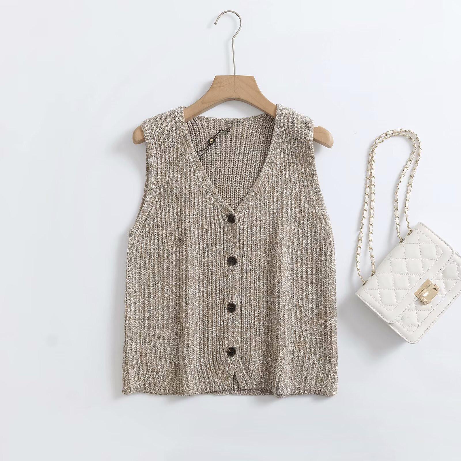 

Весенний женский модный вязаный жилет с V-образным вырезом S