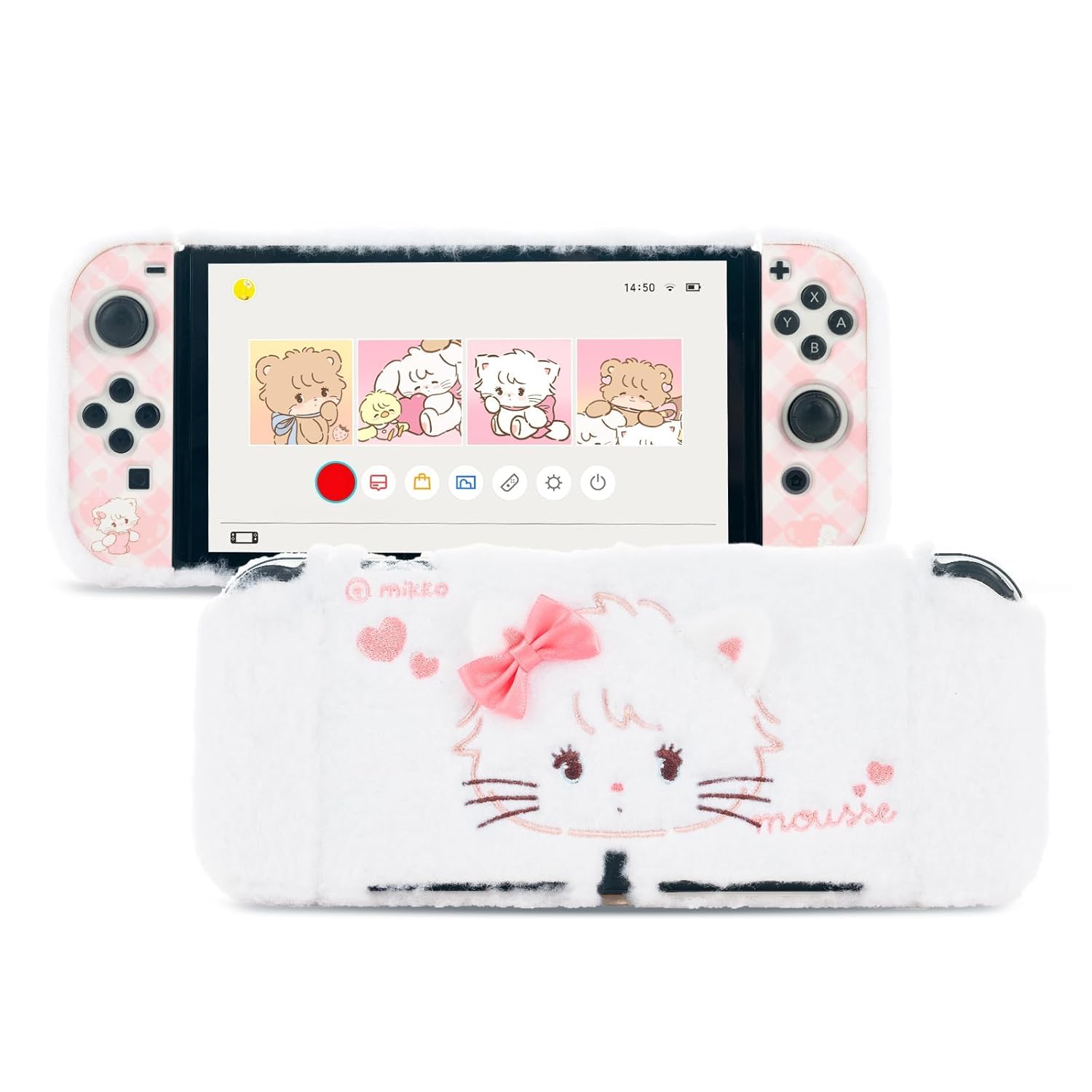 

GeekShare Switch OLED Compatible with Switch Split Mikko Compatible with Nintendo Switch OLED Easy Shock Smudge Comfortable Fingerprint Full White