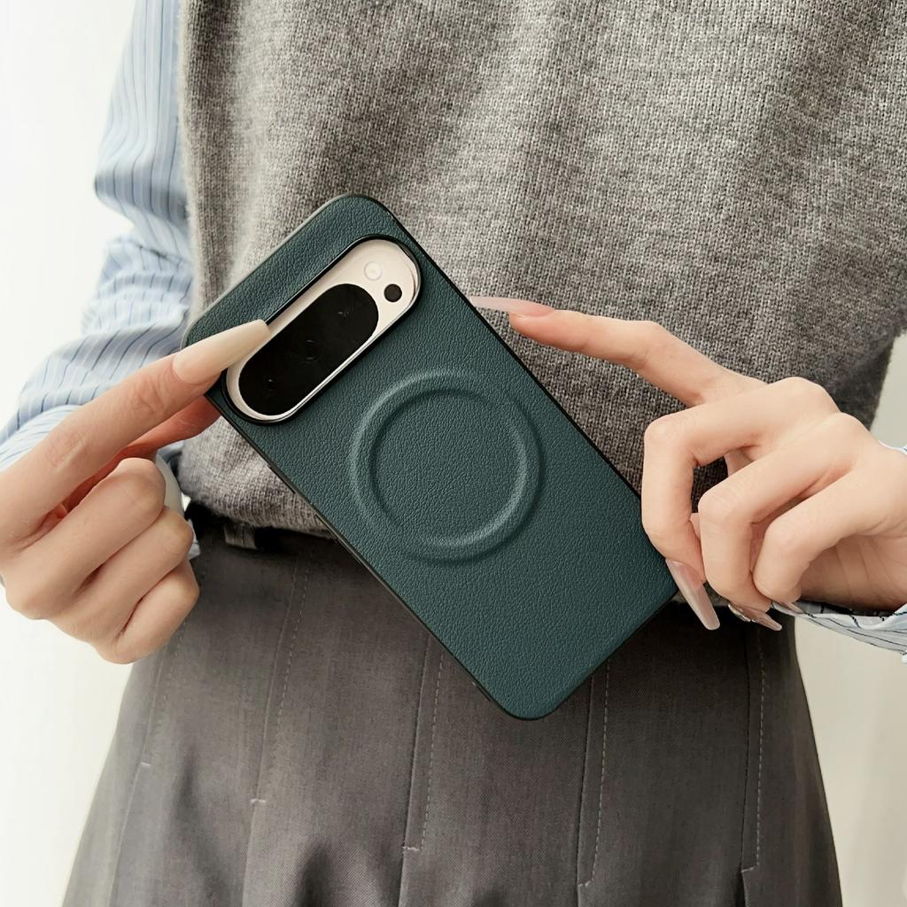 For Google Pixel 10/10 Pro Case Compatible with MagSafe PU Leather+TPU Phone Back Cover