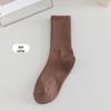 "Korean Style Women's Solid Color Cotton Crew Socks - Japanese Trendy Long Pile Design"