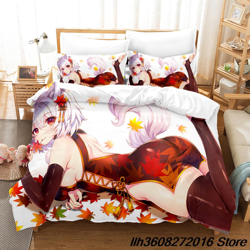 Comforter Kawaii Inubashiri Momiji Touhou Bedding Set Single Twin Full Queen King Size Bed Set Adult Kid Bedroom Three-Piece Suit Ani