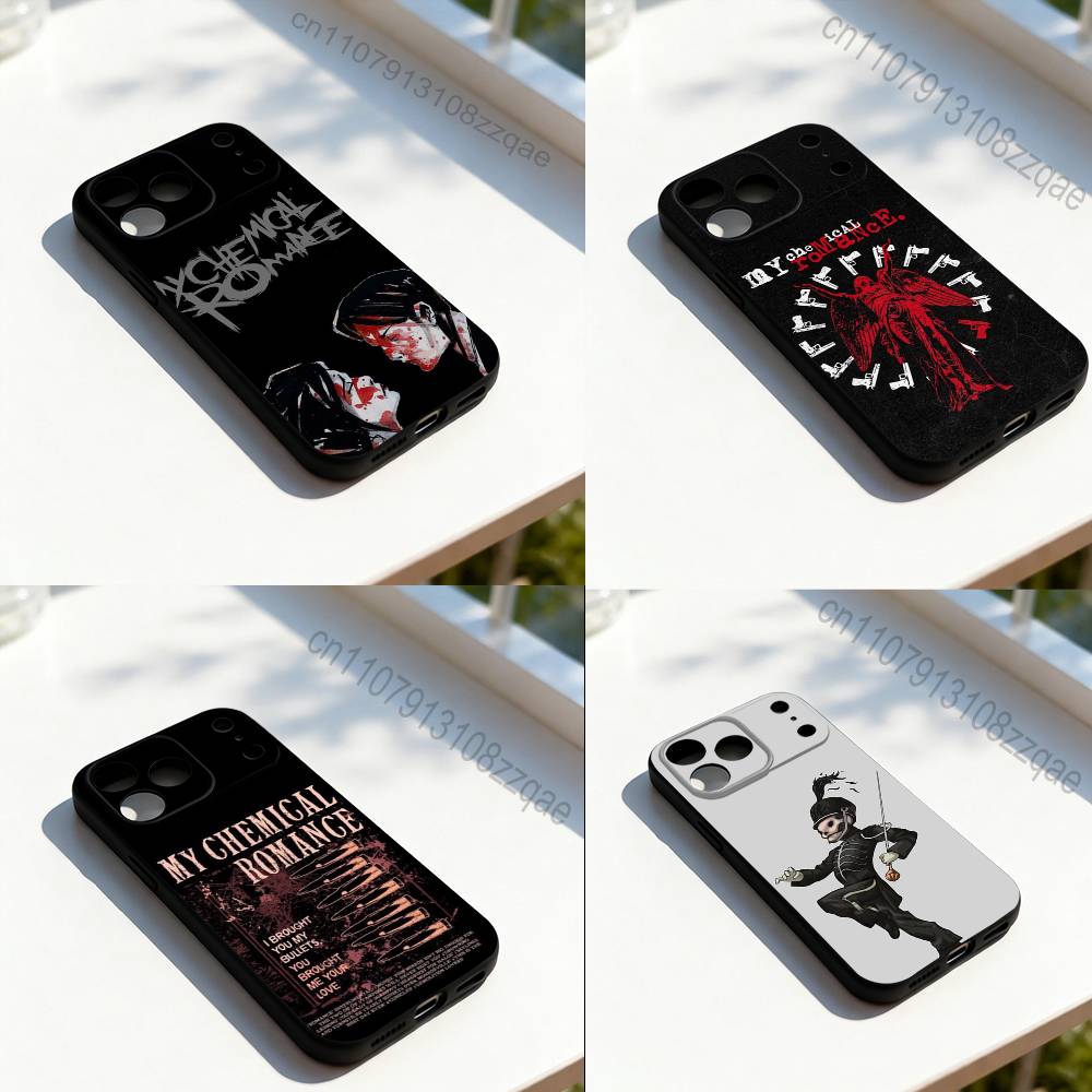 My Chemical R-Romance Band For iPhone 17,16,15,14,13,12,11,Pro,Max,Plus,E,SE4,Air,Mini Black Soft Cover Phone Case