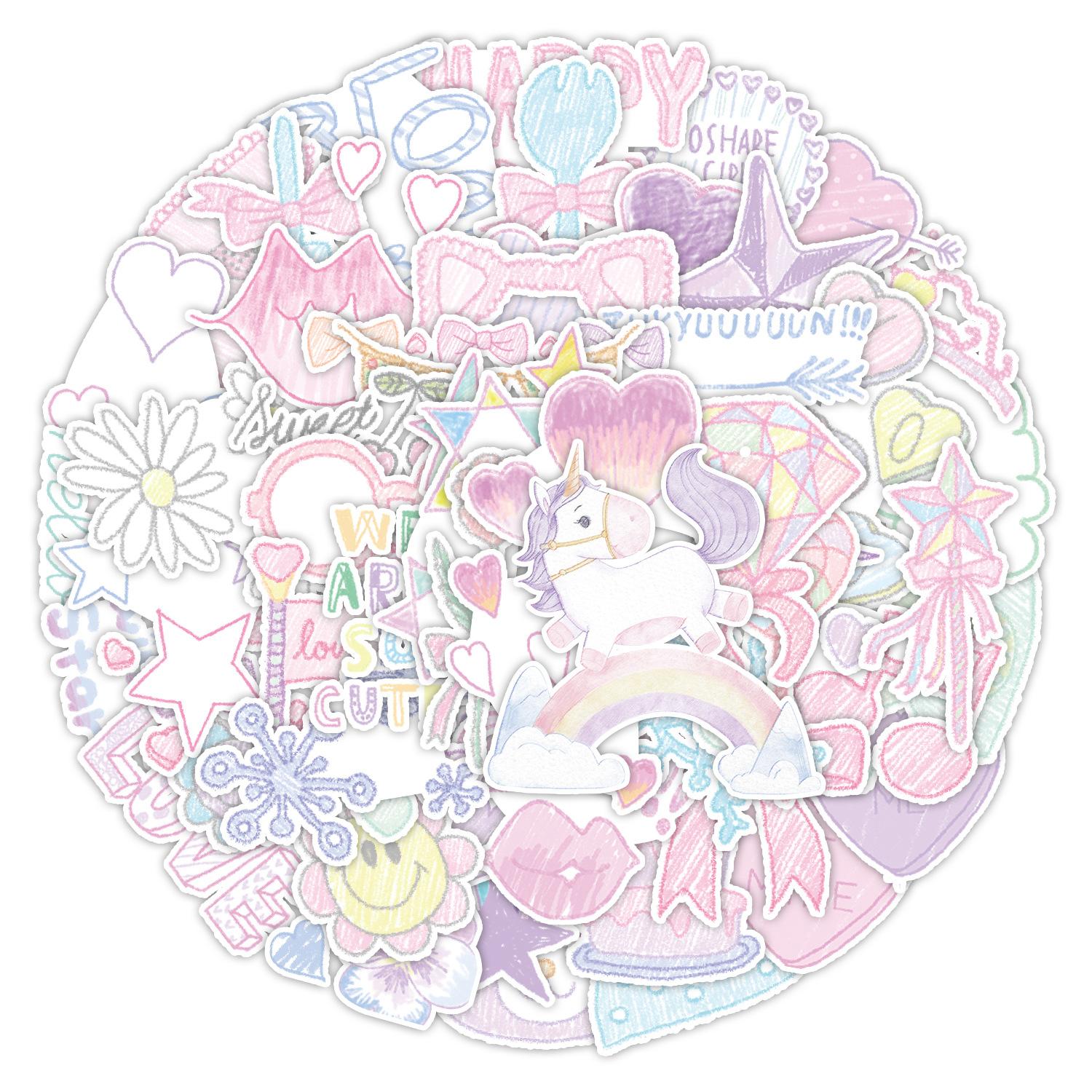 

50 Cute Crayon Drawing Graffiti Stickers Suitcase Car Notebook Refrigerator Waterproof Decorative Stickers