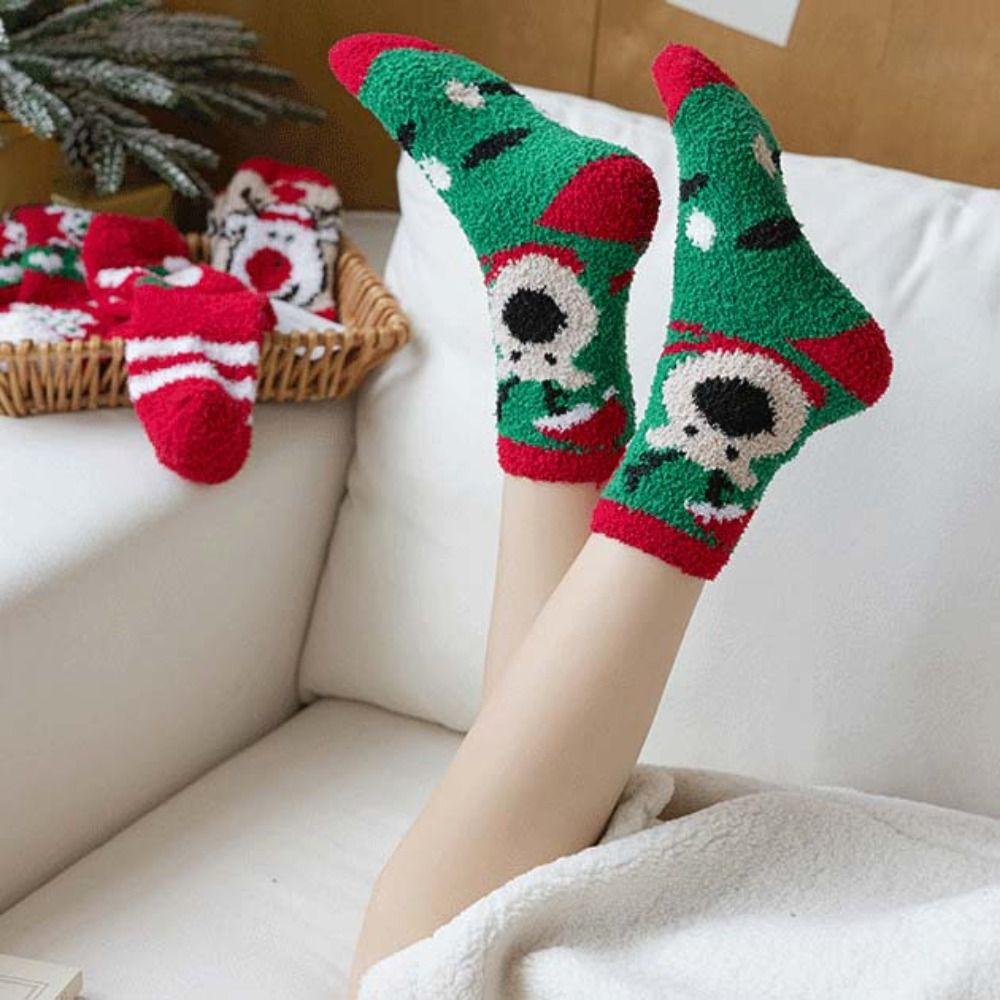 Cartoon Christmas Socks Santa Claus Floor Sleep Socks Kawaii Women Hosiery Home