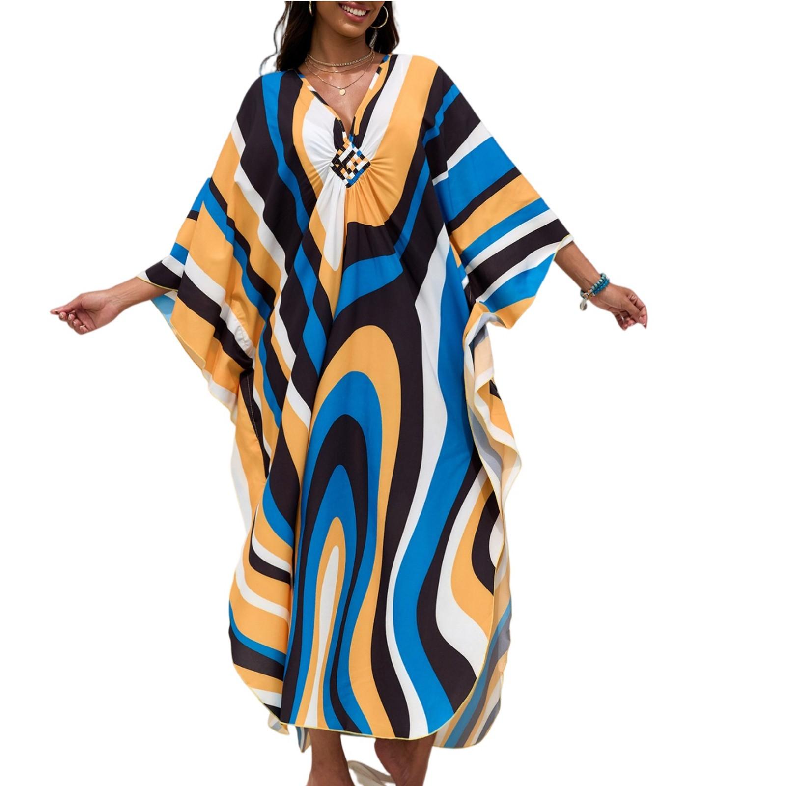 

Женское платье, красочные цветочные принты, свободный халат для отпуска, бикини, защитный халат от солнца One Size