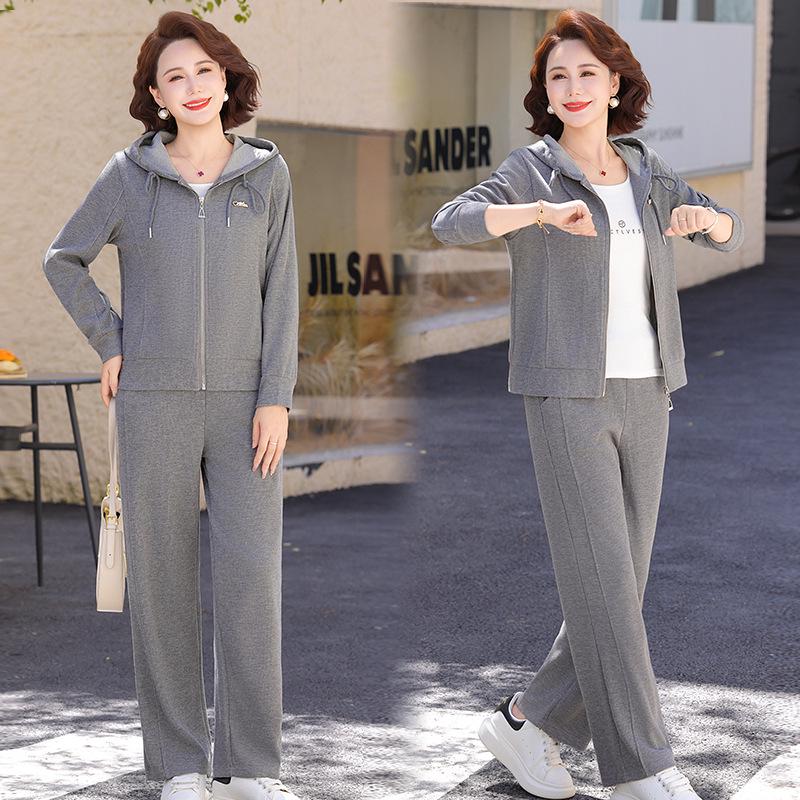Damen Hoody Sportswear Set gegen das Altern - Lässige Frühjahrs-/Herbstmode für Mütter mittleren Alters und ältere Mütter