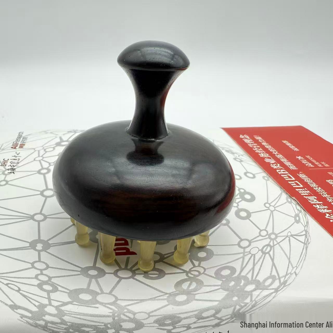 Purple Sandalwood & Horn Massage Comb for Scalp Therapy and Meridian Health