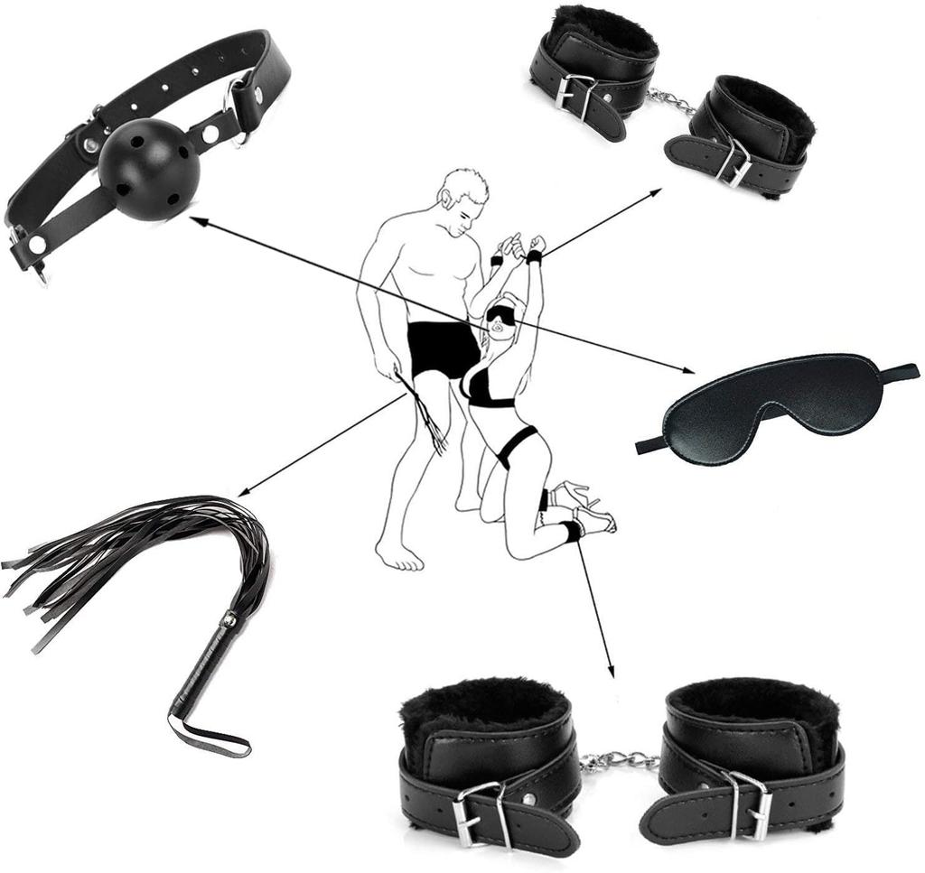 SM Restraints Set Pleasure Embarrassing SM Restraint Leg Restraint Eye Nipple and Currant Perfect for and Secretly [Extreme & Torture!!] 11-Piece Set