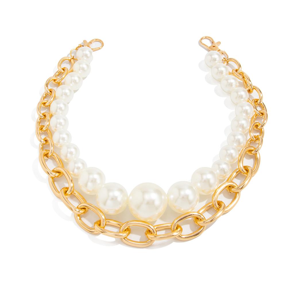 Exaggerated Style Imitation Pearl Beaded Jeans Chain Women, Fashionable Metal Thick Chain Waist Chain Pendant