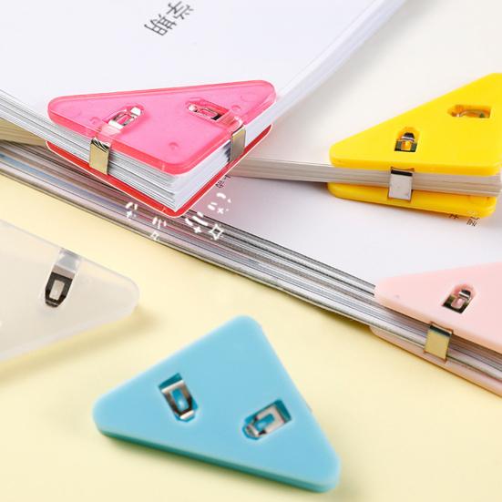 40Pcs Triangle File Book Corner Clip Non-Slip Page Holder for Documents Test Papers Notebooks Colorful Reusable Prevents Curling Folding