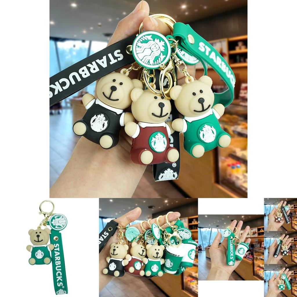 Adorable Bear Keychain Rubber Material Cute Cartoon Accessory For Keys Car Pendant
