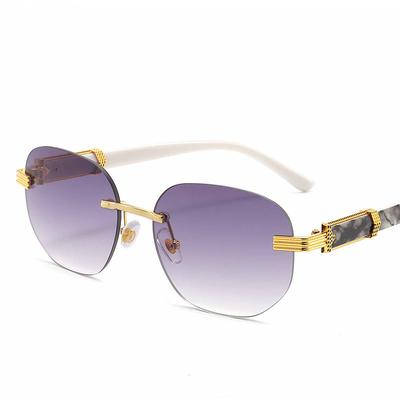 New Fashion Ellipse Rimless Sunglasses for Men Women Hip Hop Frame Women Eyewear Sun Glasses Luxury Vintage Sunglasses for Male