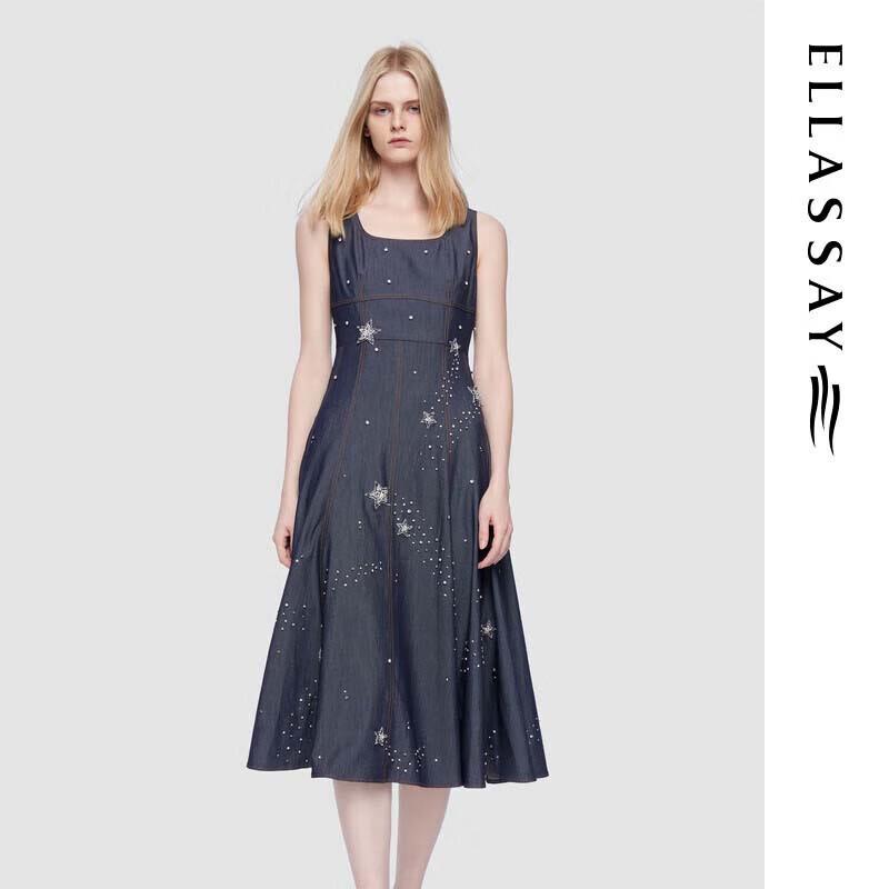 

ELLASSAY Simple Print Denim Starry Sky Dress M