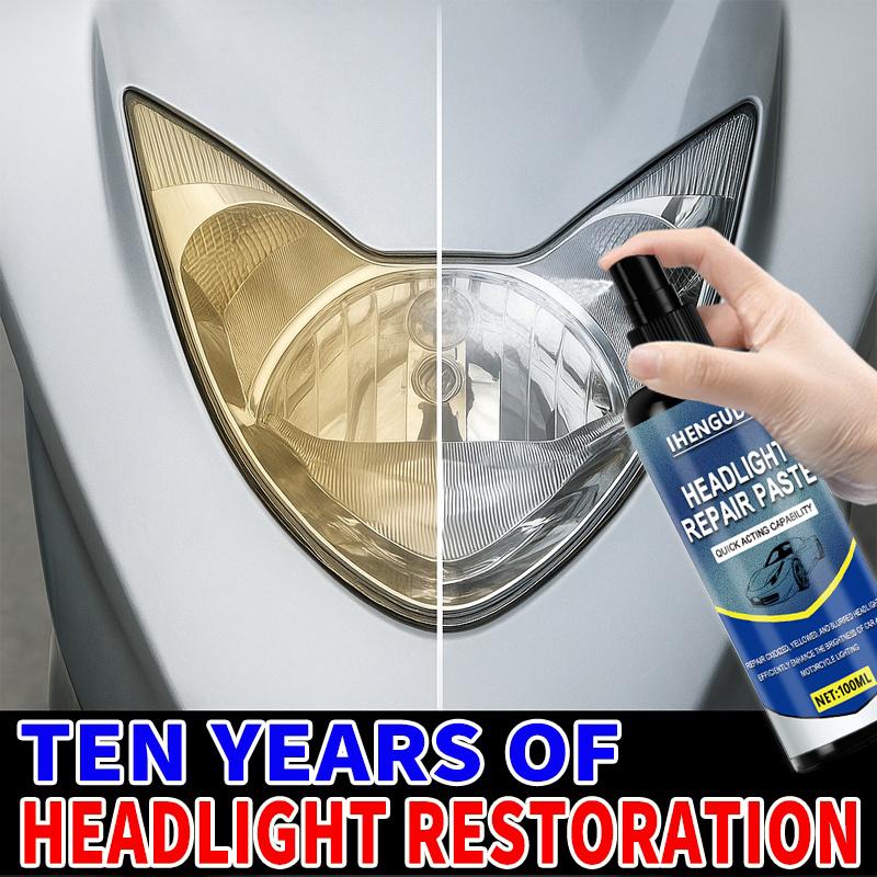 Professional Car Headlight Restoration Spray, Easy Maintenance Kit, Repairs Oxidation, Yellowing, and Blurred Headlights, Comes with Polishing Abrasiv