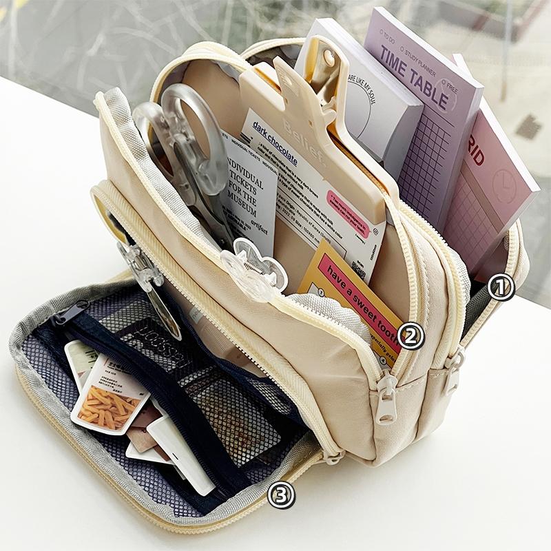 Pouzdro na tužku světlé barvy Aikanuo Taška na tužky Přední kapsa Duální látková kapsička