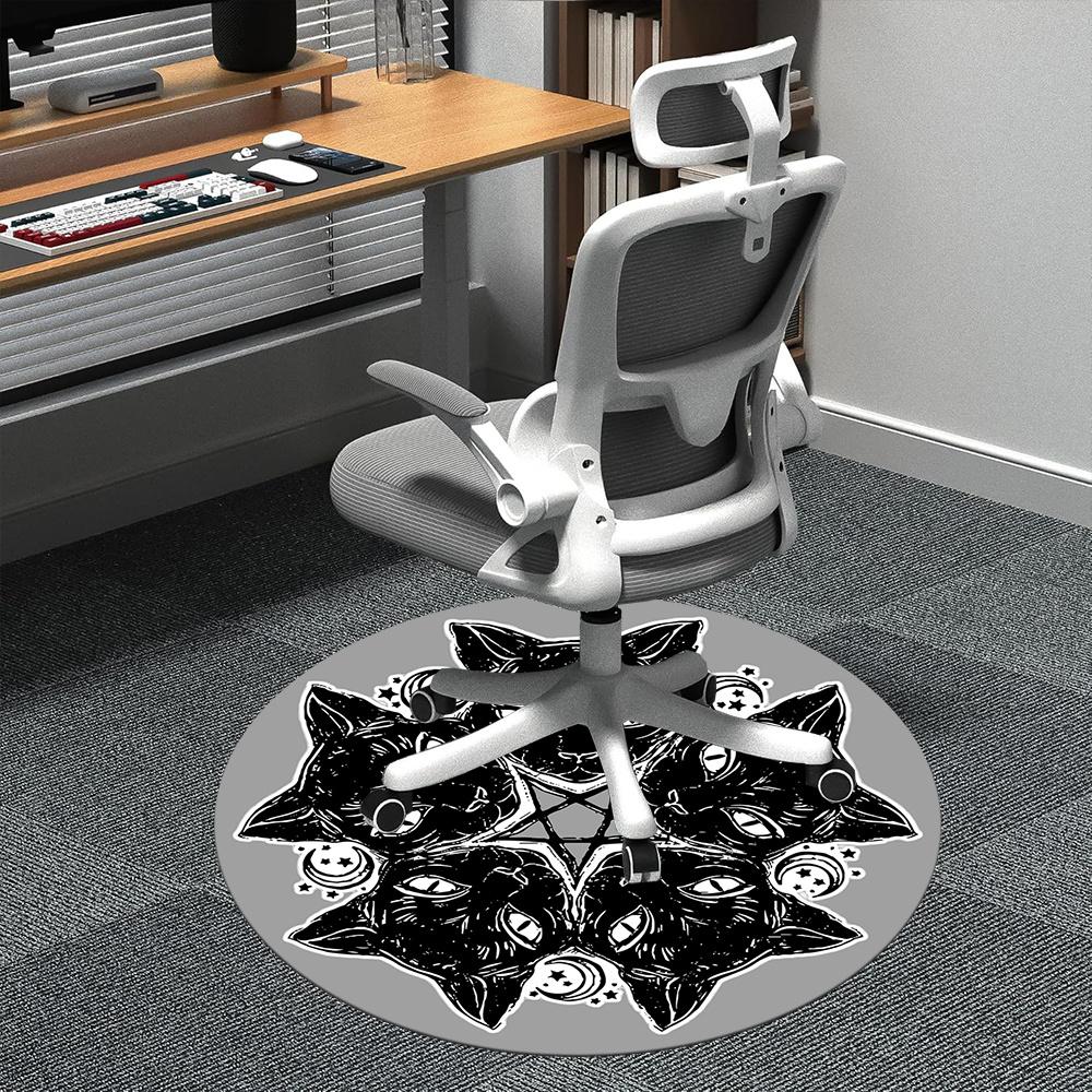 1pc Witchcraft Cats Office Round Area Rug, Indoor Mat Suitable ForOffice, Under Office Chairs Bedroom Living Room Home Decor, Room Deco u76