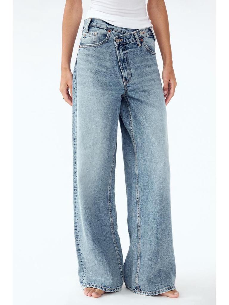 European & American Women's High-Waisted Personality Straight-Leg Jeans