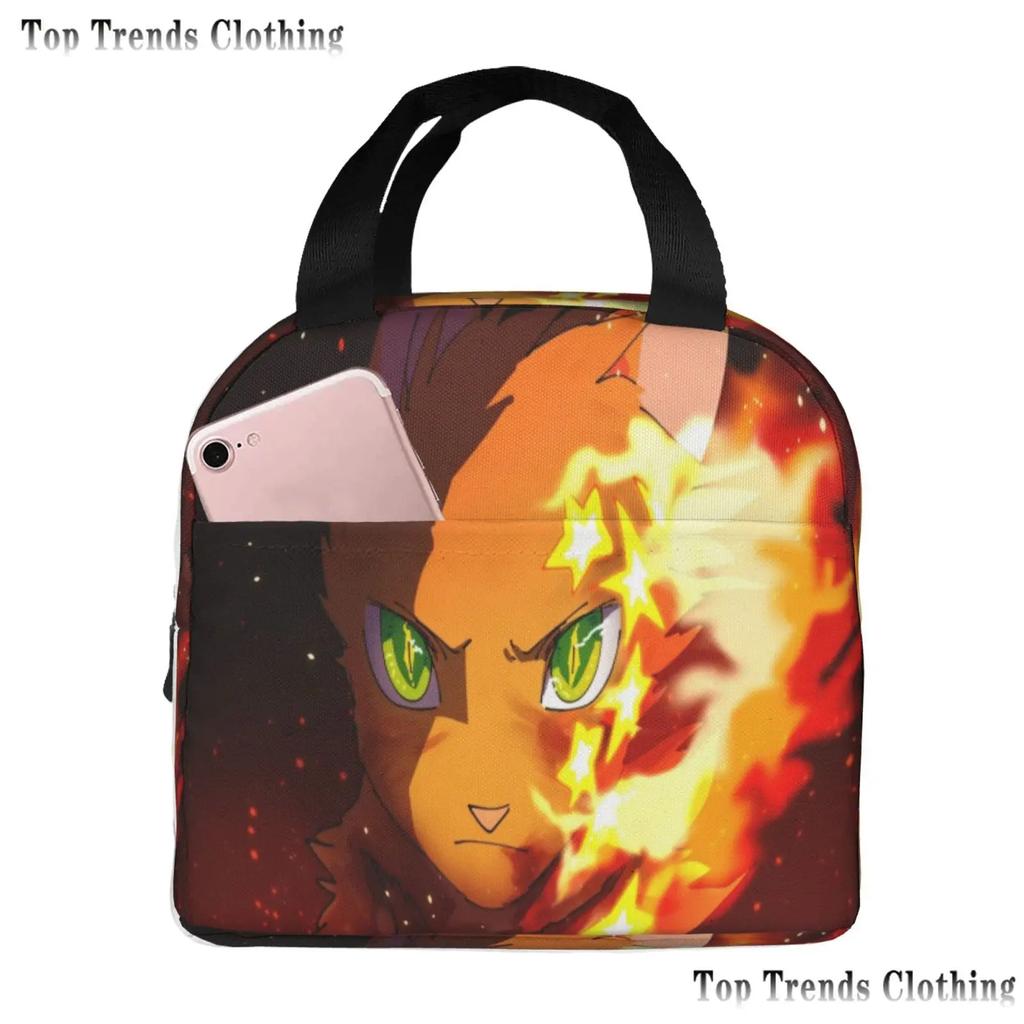 Warriors Cats Isolerad Lunchväska för Kvinnor Vattentät Termisk Kylväska Lunch Tote för Kontorsarbete Skola Termiska Väskor