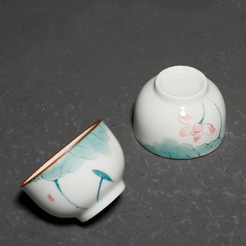 1 Stück Chinesischer Keramik-Teetassen-Untersetzer Handgefertigt Lotus-Teeschale Porzellan-Teetassenmatte Haushalts-Meistertasse Persönliches Teegeschirr 55ml