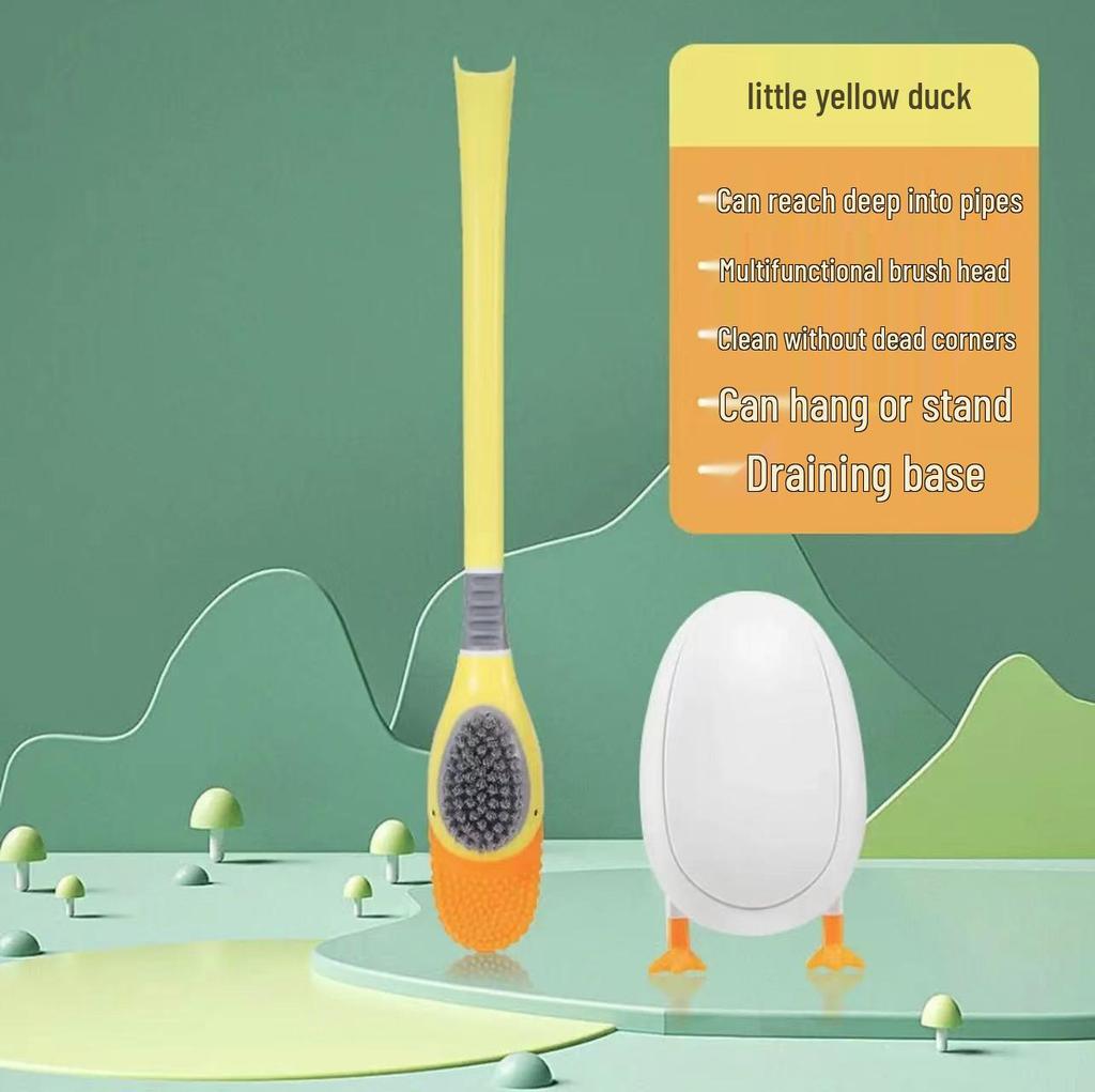 Duck Toilet Brush: Silicone, No-Drill, Wall-Mounted, Bathroom Cleaning Tool