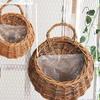 DOITOOL Woven Hanging Basket Rattan Flower Basket Hanging Planters: 2PCS Rustic Flower Pot Wall Hanging Plant Containers Woven Storage Baskets Flower