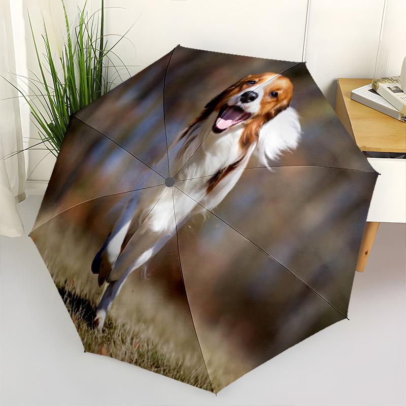 1pc dog Umbrella Portable Folding Umbrella Iron Frame Hole Bone Structure Outdoor Home Umbrella