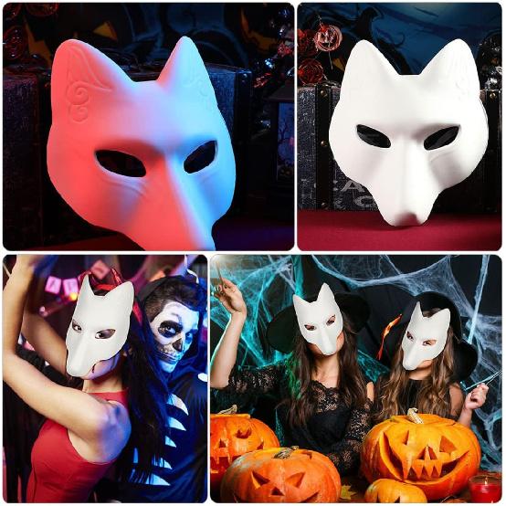 ARTIBETTER Halloween Costumes Fox Mask Halloween Fox Masks Blank Fox Masks Fox Costume Masks Halloween Blank Masks Female DIY Blank Kids Mask