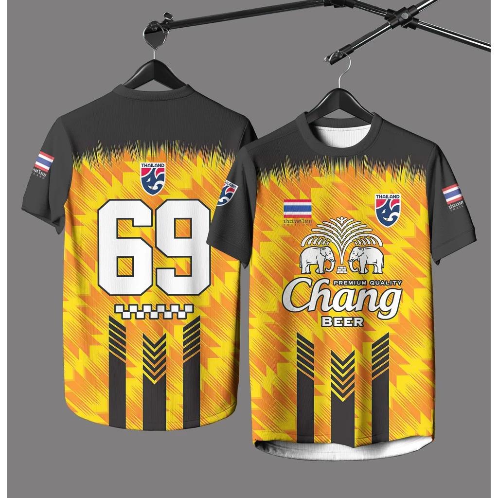 THAILAND Football Soccer Round V Neck Shirt National Flag Elephant Logo Badge Unisex Men Women JERSEY Print Quick Dry Short Sleeve Uniform