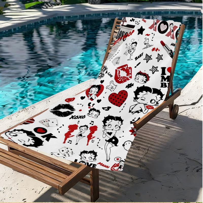 Betty Boop Print Beach Towel, Versatile Lightweight Absorbent Beach Towel for Pool Surf Yoga Bathroom, Perfect Birthday Holiday Gift