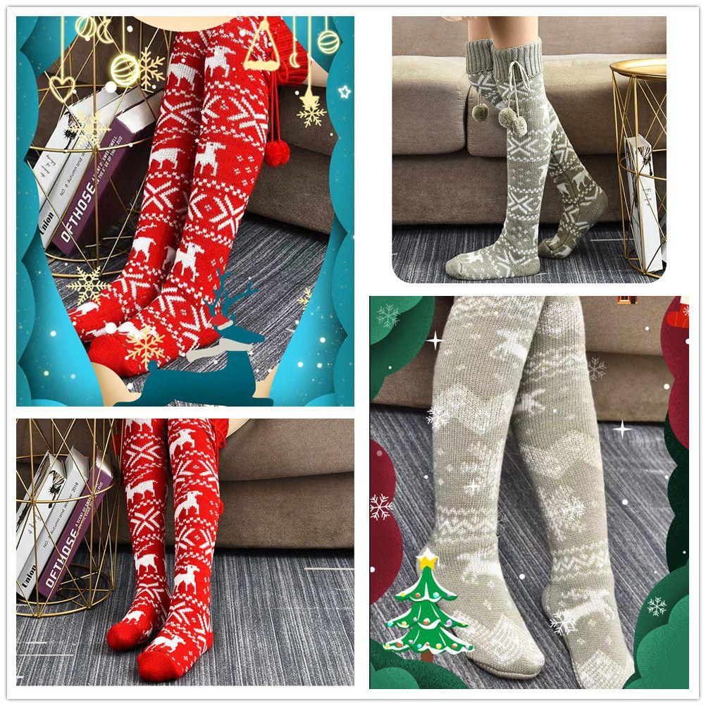 Thigh Winter Ladies Girls Women's Socks Warm Knit Socks Over The Knee Socks Christmas Stockings