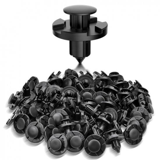 100pcs 8mm Hole Dia Plastic Rivets Fastener Push Clips Black for Car Auto Fender
