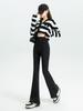 Black High Waist Micro Flare Women's Pants Autumn And Winter Plus Velvet Trousers Stretch Leggings Thermal Female Pants