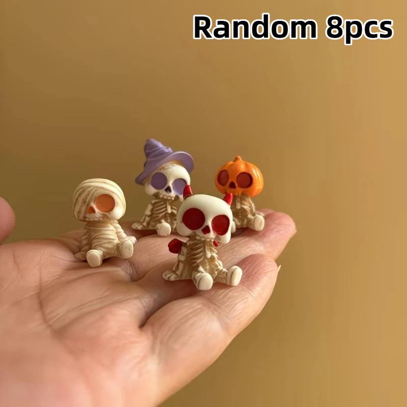 4/8Pcs Gothic Skull Statue Resin Skull Decoration Skeleton Figurines For Halloween Party Decor Desktop Ornament Gifts