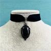 Gothic Witch Pagan Blood Red Pendant Chocker Necklace Women Vintage Black Velvet Necklace Jewellery Accessories