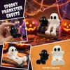 Halloween Ghost Figurines Set of 2 Articulated Jointed Sitting Ghosts with Middle Finger Gesture for Party Pranks and Decorations