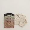 Spring & Autumn Kids' Pajamas: Solid Color High-Waist Long Johns Set for Small & Medium Children