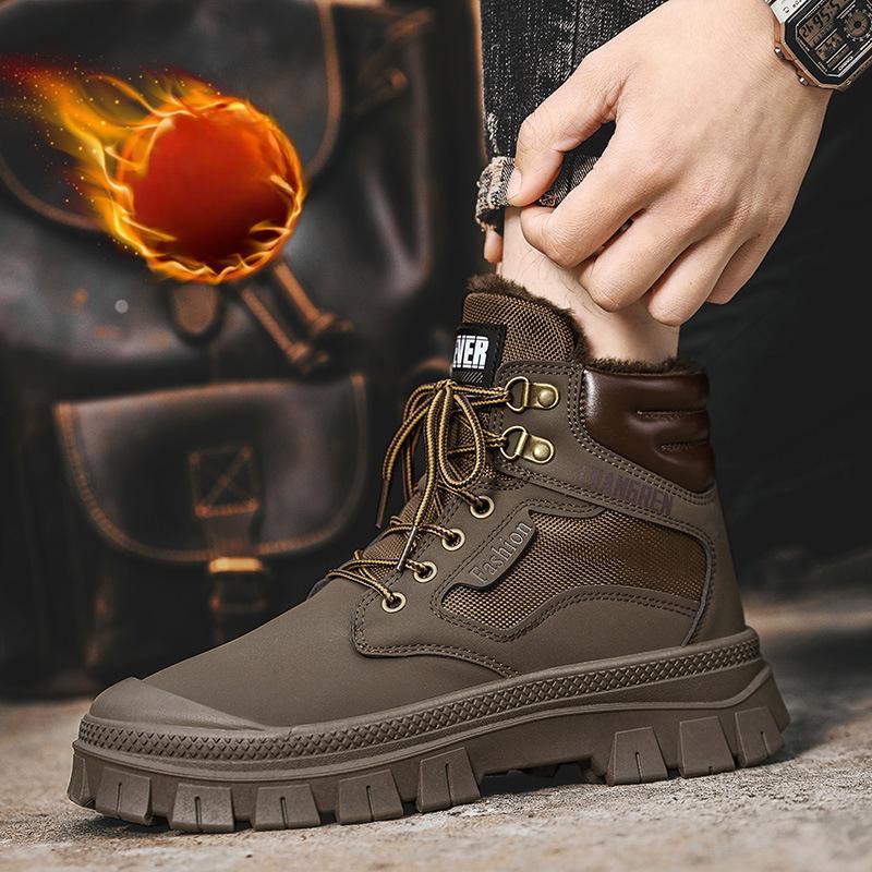 Velvet Martin Boots High-top Bag Head Fashionable Outdoor Warm Men's Boots Platform Cotton Shoes