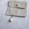 Vlen Baroque Pearl Pendant Necklace 18K Gold Filled Chain Minimalist Freshwater Cultured Pearl Necklace for Women Dainty Jewelry
