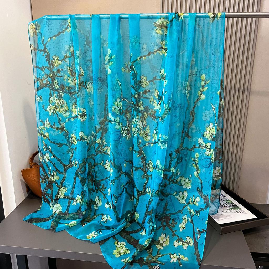 Small Flower Full of Stars Print Women Elegant Chiffon Georgette Bandana Scarf Summer Beach Sunscreen Thin Hijab Shawl