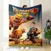 Dynamic Battle-themed Artwork with Characters and Weapons In Action. for All Seasons Blanket Lunch Break Throw Gift
