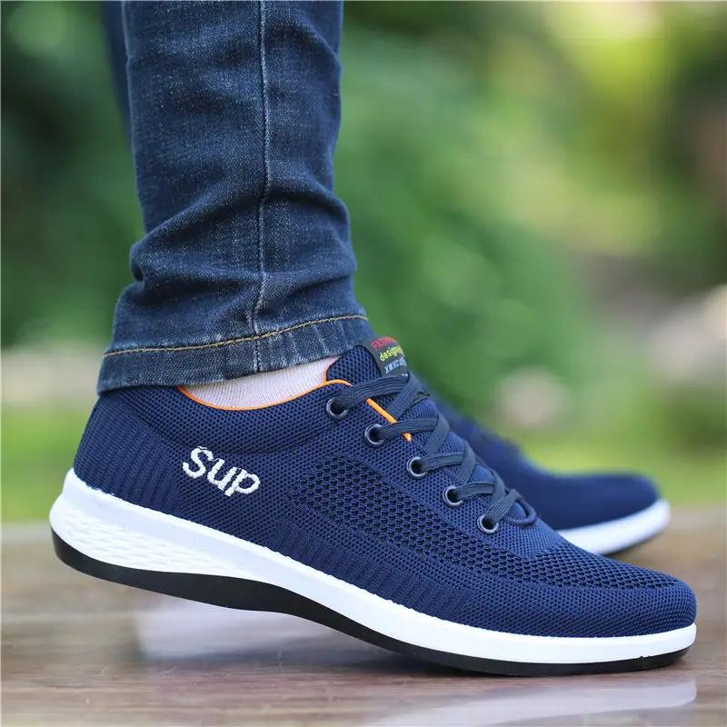 Men's Sneakers 2025 Summer New Lace Up Leisure Walking and Running Breathable Mesh Flat Bottom Sports Shoes Zapatillas Hombre